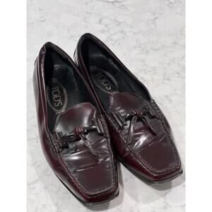 Tod’s Women’s Leather Slip On Loafer Shoes Square Toe Size 37 (7) Brown